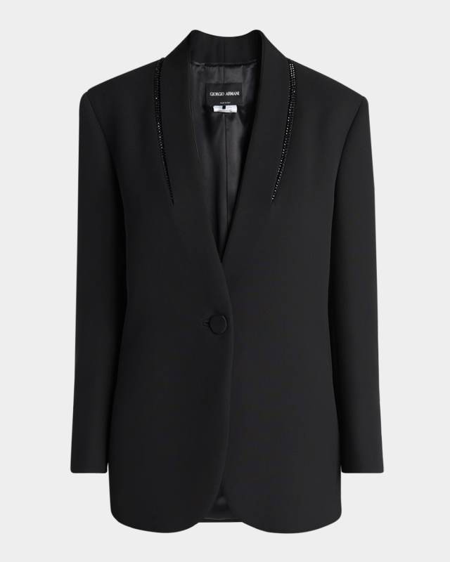 Beaded Silk Tuxedo Jacket